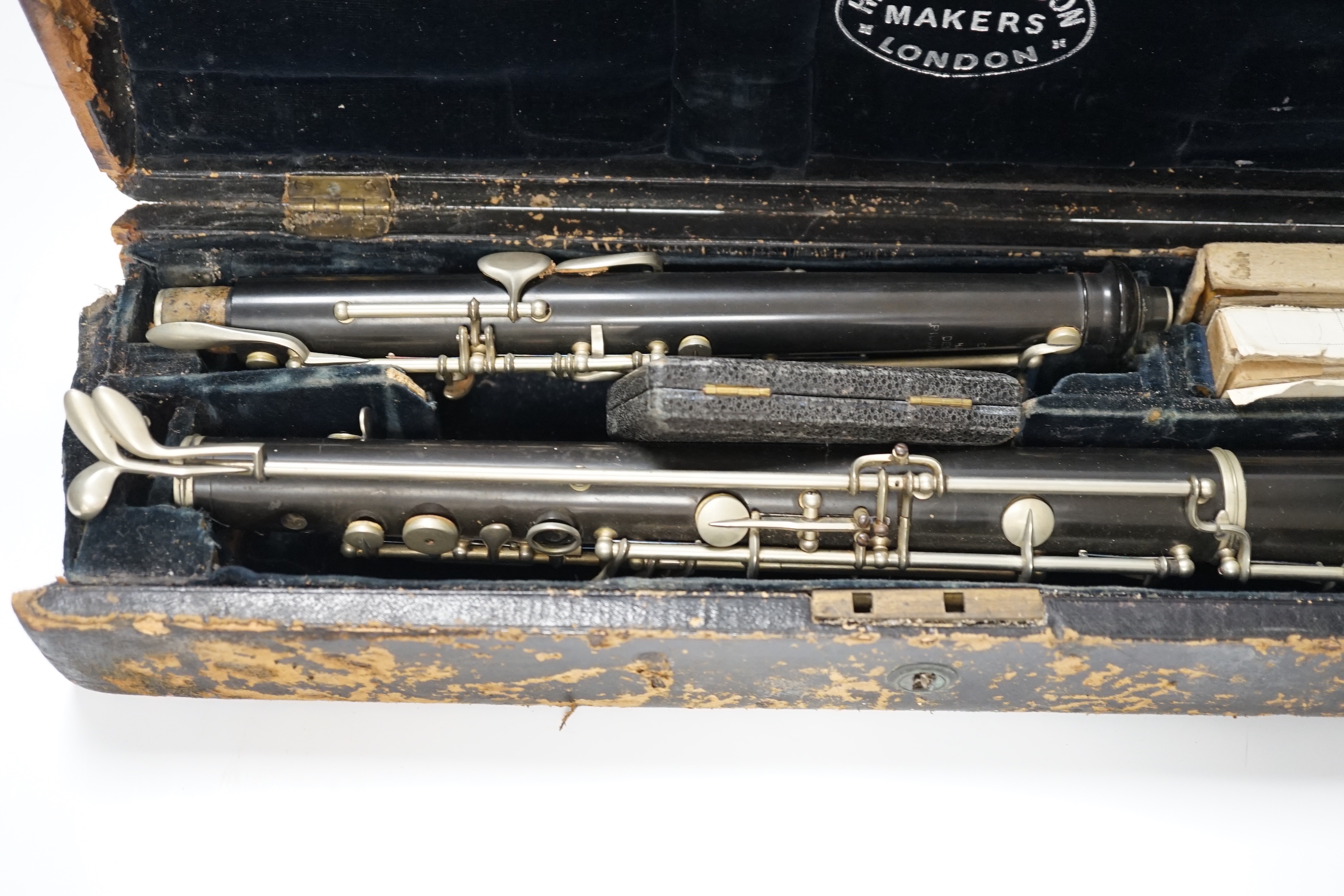 A cased Hawkes & Son Excelsior oboe, 60cm